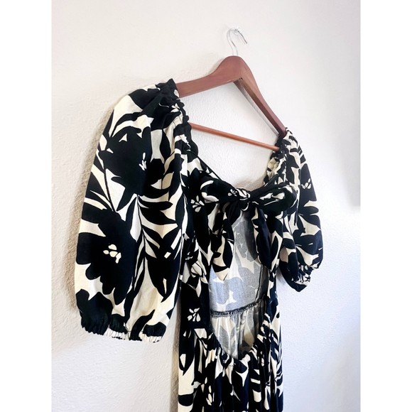 Open Back Floral Midi Linen Blend Maxi Dress Size XS - Picture 3 of 8